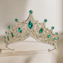 1pc Emerald Green Princess Headband For Women Costume Party Celebrations Crown Hair Accessory Birthday Gift - Dark Green - View 4