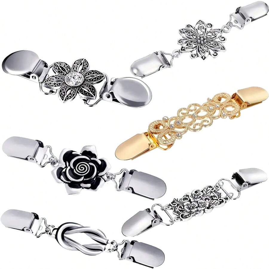 6 cái/bộ Kẹp khăn choàng áo len cổ điển, Kẹp cổ áo len cardigan, Kẹp cài áo sơ mi, Thích hợp cho phụ nữ và bé gái mặc - Nhiều màu - Xem 1