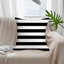 1 funda de almohada clásica a rayas negras y blancas, adecuada para todas las estaciones (primavera, verano, otoño e invierno), para sofá, silla y coche