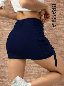 Falda de mezclilla - Azul lavado oscuro - Ver 2