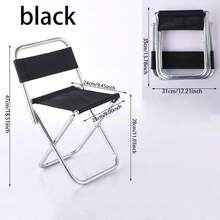 1pc Foldable Outdoor Portable Stool With Backrest - Multicolor - View 3