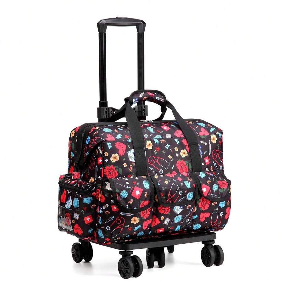 Rolling Medical Bag With Detachable Trolley, Travel Duffle Bag, Rolling