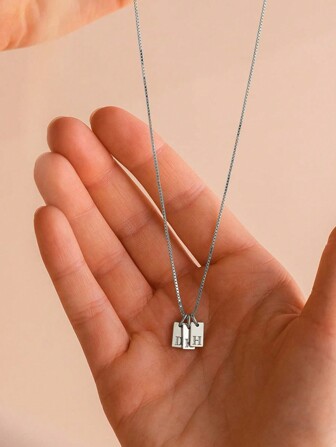 1 pieza collar de inicial pequeña para mujeres chapado en plata, collar de letra de nombre de acero inoxidable con etiqueta de alfabeto colgante, joyería al por mayor