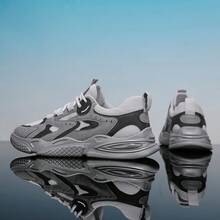 夏季男士運動鞋，2024年新款透氣防滑耐磨休閒鞋，軟底，適用於跑步和日常穿著 - 灰色 - 查看 2