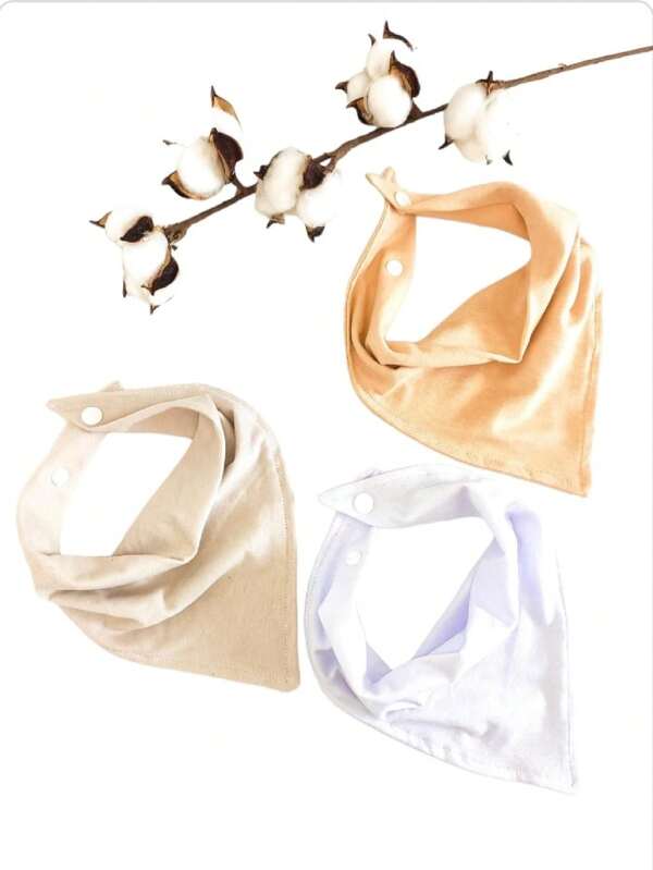 Kit 3 Babadores  Malha Algodão (Bege, Nude e Branco)