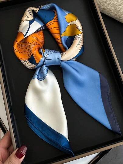 Women's Printed Scarf For Spring/Summer, Color-Matched, Lightweight And Elegant For Neck, Can Be Used As Headscarf, Headband, Ideal Choice To Enhance Your Overall Look