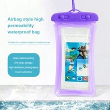 1pc Transparent Mobile Phone Airbag Waterproof Bag Swimming Waterproof Shockproof Bag With Touch Screen Function Outdoor Phone Protective Cover (With Hanging Rope)