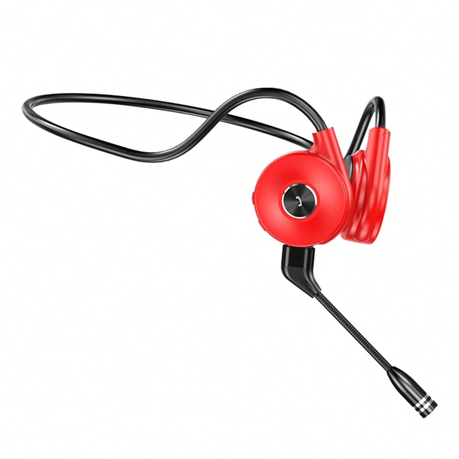 Auriculares corrientes estéreo verdaderos de la conducción ósea del oído abierto que conducen en bicicleta con el micrófono - Rojo - Ver 1