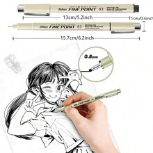 6/9/12支漫畫筆針筆藝術手繪勾線筆素描筆文具組合藝術用品學生學校用品 - 黑色 - 查看 4