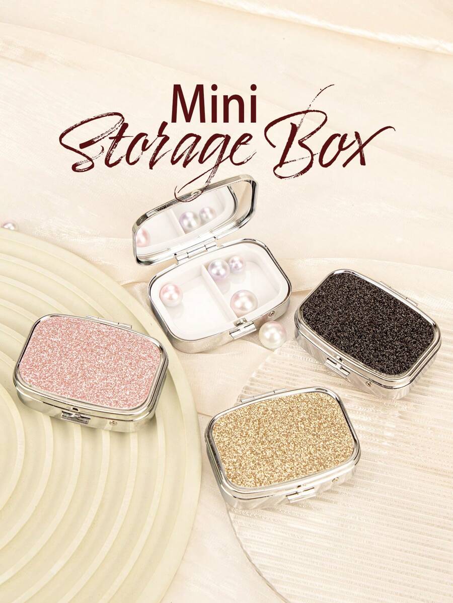 GLITZER-LEDER-ORGANIZER-BOX: Glänzendes Design, tragbare Organizer-Box mit 2 Fächern, kann auch als Schmuckorganizer und Schminkspiegel verwendet werden. Das perfekte Geschenk für Geliebte, geeignet für Mütter, Tanten, Großmütter, Töchter, Nichten, Schwestern, Bräute, Brautjungfern und mehr. Ideal für Feiertage, Geburtstage, Hochzeiten, Muttertag und Valentinstag