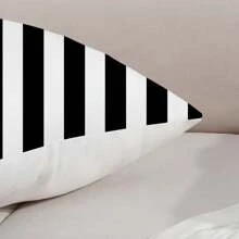 1 funda de almohada clásica a rayas negras y blancas, adecuada para todas las estaciones (primavera, verano, otoño e invierno), para sofá, silla y coche