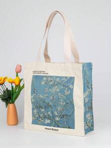 Almond Blossom Van Gogh Oil Painting Art Canvas Tote Bag For Women Girl Reusable Tote Bag Foldable Large Capacity Leisure Shopping Bag Back To School,Teachers Gift Ideal Gift,Thank You Gift Idea,Appreciation Gifts,Monogrammed Gifts Bag,Reusable,Teacher Bag,Holiday Shop Bag Educator,Mom Ideal Brides Maid Gifts
