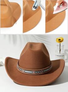 1 szt. Męski pasek dekoracyjny Boho Cowgirl Hat Jazz Panama Sun Hat Miękki filcowy kapelusz plażowy Kapelusz kowbojski Kapelusz Fedora na zewnątrz