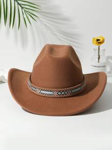 1 szt. Męski pasek dekoracyjny Boho Cowgirl Hat Jazz Panama Sun Hat Miękki filcowy kapelusz plażowy Kapelusz kowbojski Kapelusz Fedora na zewnątrz