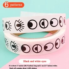 3000 pièces Autocollants pour les yeux, autocollants pour les yeux noirs et blancs et colorés, autocollants adhésifs, accessoires artisanaux DIY - les yeux, le nez, la bouche - Voir 7