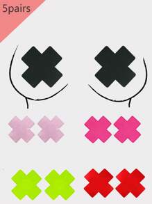 5對女士性感印花貼紙乳頭蓋; 一次性X形和日常使用的乳頭貼紙具有無需清洗的特性 - 彩色 - 查看 1