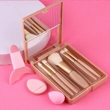 Bộ cọ trang điểm gương 5 trong 1 màu tím, cọ phấn đa năng cầm tay, cọ phấn mắt, và 2 miếng mút đánh kem nền dạng lỏng, bông phấn mini, 1 dụng cụ kẻ mắt màu hồng để trang điểm, bộ cọ, bộ cọ trang điểm, bộ cọ trang điểm, bộ trang điểm hoàn chỉnh, bộ cọ trang điểm, bộ trang điểm hoàn chỉnh, bộ cọ, bộ cọ trang điểm, bộ quà tặng trang điểm, bộ - Màu Khaki - Xem 2