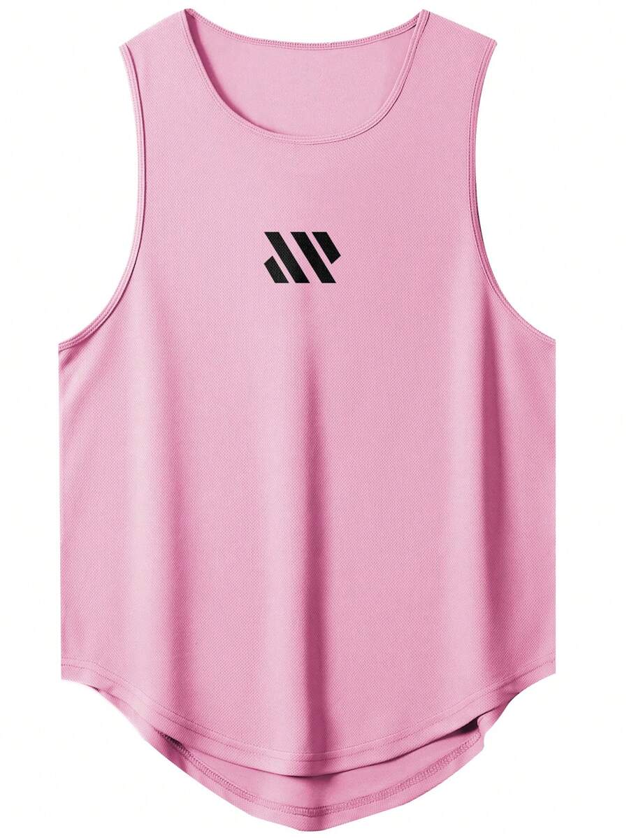 Muscle Man Gym Fitness Sleeveless Tank Top, Running Sports Shirt Suitable For Weight Lifting, Outdoor Leisure, Basketball, Football - Pink - View 1