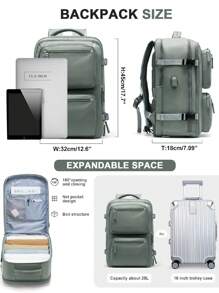 經過航空公司認可的隨身攜帶背包，帶有USB端口，25L個人物品袋得到航空公司批准，背包適合15.6英寸的手提電腦，保護脊柱的背包，減輕負擔的背包，多口袋大容量超大，旅行度假必備，設計用於男女皆宜的行李包，帶鞋格的旅行背包，父親節禮物，夏季書包，大一新生書包，適合書籍的返校學生多功能宿舍大學生書包