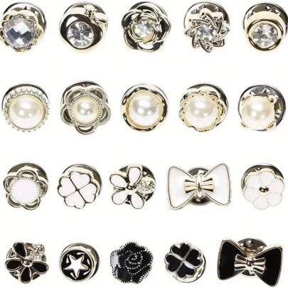 20Pcs Women Shirt Brooch Pins Mini Cover Up Enamel Lapel Pins Buttons Sweater Shawl Clips For Coat Dress Clothes Decoration Valentine's Day Valentines School