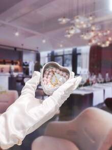 1-2 件，豪华珠宝礼盒，耳环收纳盒，桃形罐，闪亮高端陶瓷水钻镶嵌水钻心形珠宝盒，白色水钻心形收纳盒，水钻镶嵌水钻心形，高端多面玻璃水钻 - 白色 - 查看 5