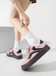 Pink Flat Loafers, Casual Sneakers, Collegiate Style, Versatile Women Shoes (Run Small By 1 Size)