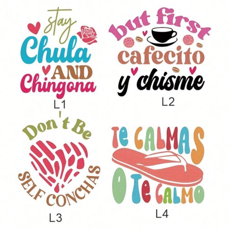 Cute Flowers And Pink Latina Letters DIY Iron On Transfers Stickers On T-Shirts Jackets Jeans Hoodies Washable Heat Transfer Sticker For Clothing - Multicolor - View 1