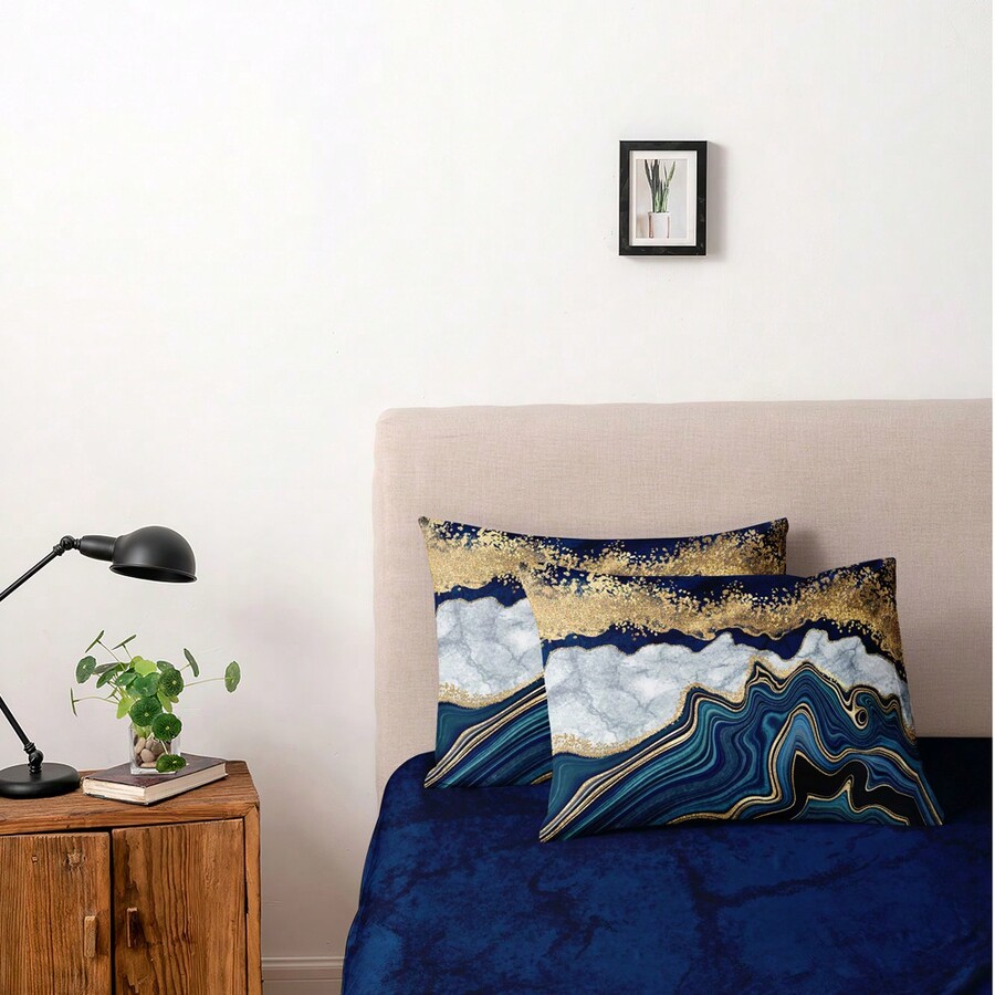 2/3Pcs 3D Galaxy Duvet Cover Marble Print Bedding Set King Size For