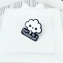 1pc Creative Metal Badge DON"T BE A THUNDERCUNT With Cute Cloud & Lightning Shape, Baked Enamel Alloy Brooch For Daily Outfits, Bags, Jackets Accessories Dress Accessories Pin For Clothes Bag Charm School Office Accessories Shirts Jewelry Christmas Halloween Clothes Pin Funny Teacher Gifts Costume Accessories Bag Charms - Black and White - View 4