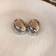 2pcs Women Gold Big Earrings, Sophisticated And Unique Design, Minimalist And Luxury Metal Silver Ear Studs, Fashionable And Elegant Suitable For Various Occasions.
