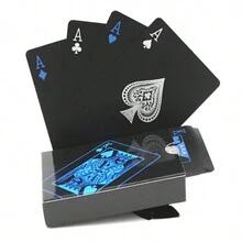 1pc Durable PVC Waterproof Black Plastic Playing Cards For Home Gathering - Black - View 1
