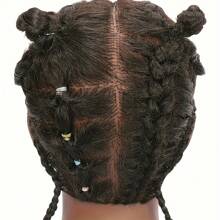 African Curly Human Mannequin Head, Hairdressing Practice Training Model, Ideal For Braiding And Dyeing Hairstyles - màu đen - Xem 7