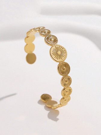 1pc Vintage Geometric Titanium Steel Open Bangle With High-End Feeling, Non-Fading Mother's Day Gift