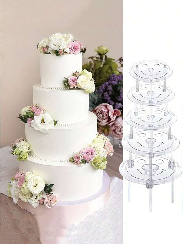 1 Set Of Transparent Multi-Layer Cake Support Stand With Multi-Layered Stake Cushions,Christmas