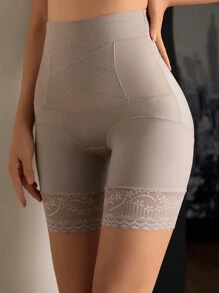 高腰產後修身內褲，女士提臀塑形腰封，控制肚子 - 杏色 - 查看 5