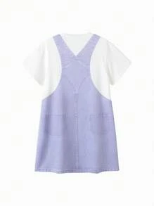 Balabala Tween 女童夏装儿童连衣裙2024夏季中大童牛仔连衣裙 - 紫色 - 查看 5