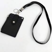 1Piece Neck Hanging Zipper Card Storage Box PU Leather Portable Lightweight Card Holder, Teacher And Student Work Supplies Card Holder, Campus Badge, ID Card, Bus Card, Student And Employee Badge Lanyard, Universally Used For Students, Employees, And Teachersge, ID Card, Bus Card, Student And Employee Badge Lanyard Universally Used For Students Employees And Teachers