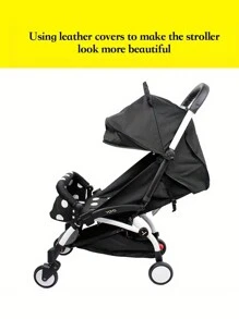 1pc Baby Stroller Handlebar Protector Cover, Folding, Washable, Zippered - Black - View 4