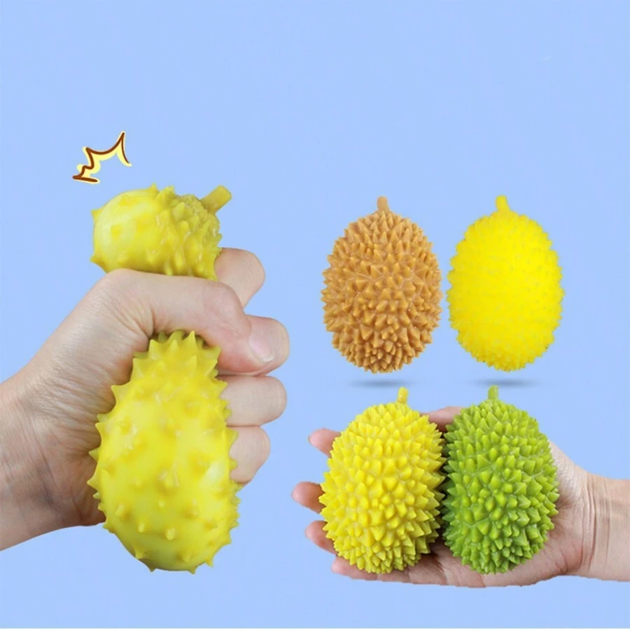 2pcs Cute And Creative Durian Shaped Stress Relief & Venting Fruit Handheld Squeeze Tofu Toys, Give Kids A Fun Holiday Gift - Random - View 1