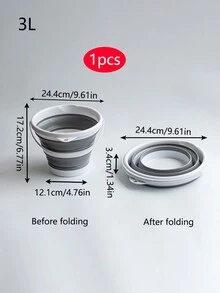 1pc Folding Bucket, Foldable And Portable, Space-Saving, Lightweight, Easy To Store Without Taking Up Space, Convenient For Picnic And Outdoor Activities, Suitable For Kitchen, Bathroom And Outdoor Use. - Gray and White Gradient - View 11