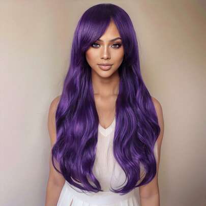 深紫色長捲曲歐風大浪漫別離女性女孩角色扮演派對