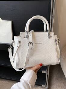 BELLEBORG Bolso de mano elegante para mujer con patrón de cocodrilo
