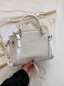 BELLEBORG Bolso de mano elegante para mujer con patrón de cocodrilo