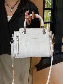 BELLEBORG Bolso de mano elegante para mujer con patrón de cocodrilo