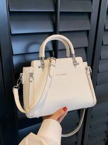 BELLEBORG Bolso de mano elegante para mujer con patrón de cocodrilo