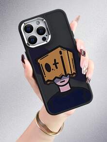1pc Paper Man Eye-Care Electric Plating Rim Photo Frame Frosted TPU Protective Phone Case All-Inclusive Soft Shell Compatible With IPhone 7/8/11/12/13/14/15/X/XR/Xs/Plus/Pro/Pro Max/SE2 Series - Black - View 4
