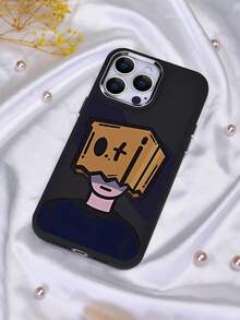 1pc Paper Man Eye-Care Electric Plating Rim Photo Frame Frosted TPU Protective Phone Case All-Inclusive Soft Shell Compatible With IPhone 7/8/11/12/13/14/15/X/XR/Xs/Plus/Pro/Pro Max/SE2 Series - Black - View 2