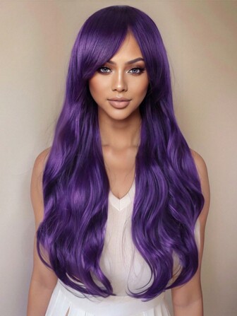 Dark Purple Long Curly European Wind Big Waves In Farewell Women Girl Cosplay Party