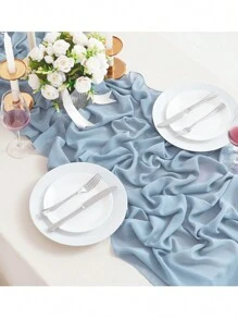 Light Blue Table Runner Wedding Decoration Table Runner Party Table Runner (One Piece) - Baby Blue - View 4