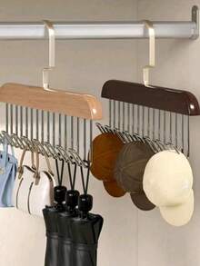 1pc Multi-Functional Wooden Clothes Hanger, Suitable For Storing, Drying, And Organizing Underwear, Vest, Hanging In The Wardrobe, A Magic Tool For Collecting Bra, Sling, Vest, Solid Wooden Clothes Rack For Home, Organizing Hanger For Pantyhose, Underwear. - Coffee Brown - View 3